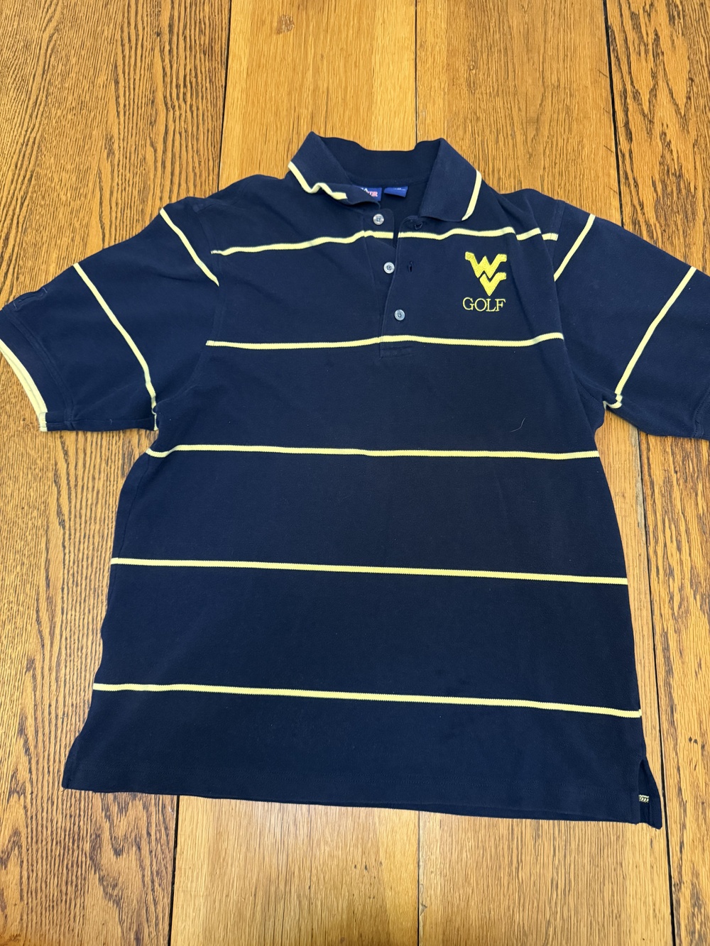 West Virginia Mountaineers Shirt Mens Medium NCAA Golf PGA Tour College Blue Yel